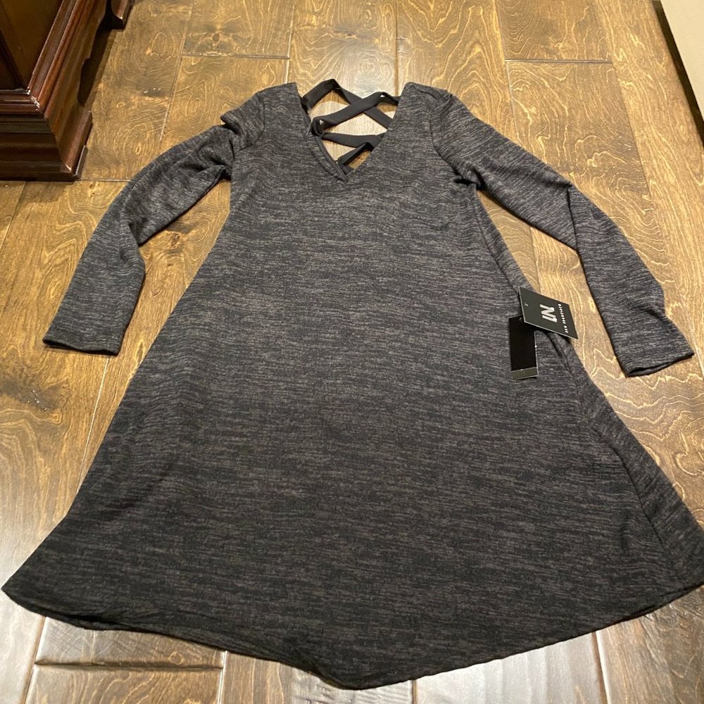 NWT Women's IN San Francisco Heathered Gray Long Sleeve Dress - Size XS